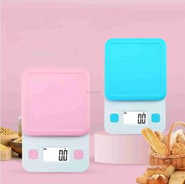 Household Scales Cute style kitchen scalepink/blue optionalportable household food scale for baking cakefood weighingHD display screen 240322