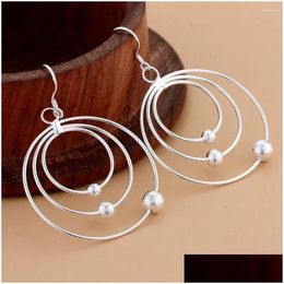 Dangle Chandelier Earrings Sier Plated Three Circle Beads For Women Brands Christmas Gifts Party Girl Jewelry Drop Delivery Otvf3