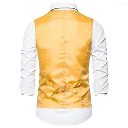 Men's Vests Single-breasted Vest Jacket Solid Colour Printed V-neck Suit With Bow Tie Slim Fit For Men