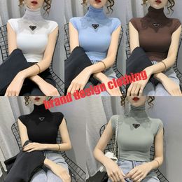 Roupas femininas designer topo t camisa redonda oco para fora pulôver manga curta tricô t camisa carta impressão moda roupas femininas