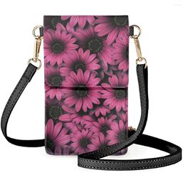 Shoulder Bags Coloranimal Daisy Literary Painting Ladies Cute Elegant Everyday Versatile Mobile Phone Bag Leather Texture Messenger