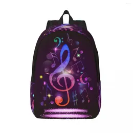 Backpack Colourful Music Note Purple Print Unisex Travel Bag Schoolbag Bookbag Mochila