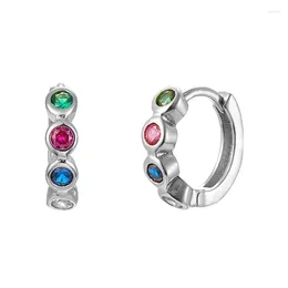 Hoop Earrings Small Fresh Colour Crystal Authentic 925 Sterling Silver For Women Fashion Jewellery Wedding Accessories