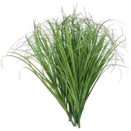 Decorative Flowers 12 Pcs Artificial Green Stem Fake Grass Simulation Plant Prop Faux Plastic Decor Plants Toys