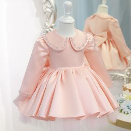 Sweet Pink Long Sleeves Flower Girl Dresses Girl's Birthday Dresses Girls Party Skirt Girl Everyday dress Kids' Party Wear SZ 2-12 D322114