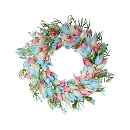 Decorative Flowers Mother's Day Wreath Spring Decorating Farmhouse Decor Wall Home Gift DIY False Flower Front Door Summer