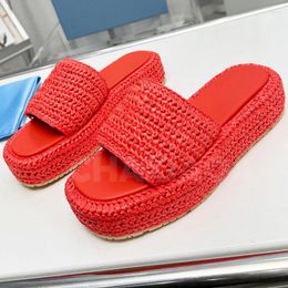 Slippers Women Summer 2024 Unique Weave Upper Platform Design Round Toe Open Fashion Versatile Female Shoes