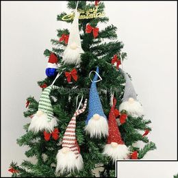 Keepsakes Led Ball Gnomes Doll Pendant For Christmas Tree Party Santa White Beard Striped Hat P Stuffed Toy Home El Mark Mxhome Drop D Otoix