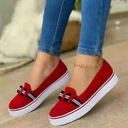 Casual Shoes Summer And Autumn Flat Women's Bow European American Large Size Round Toe Solid Color Loafers