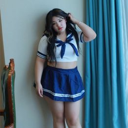 Fat Size Oversized Sexy Lingerie For Students, College Uniform, Sweet Bow Made Seductive Suit 368061