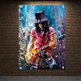 Accessories Rock and Roll Stickers Hip Hop Reggae Posters Banner & Flag Music Training Wall Painting Piano Musical Instrument Store Decor L1