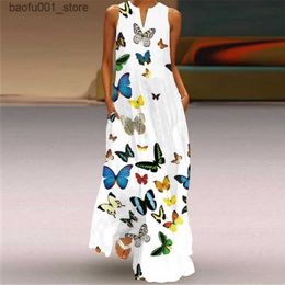 Basic Casual Dresses Summer long dress womens elegant dress party sleeveless casual sun dress retro y2k Vestitus Para Mujer S-5XL Q240322