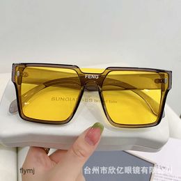 2 pcs Fashion luxury designer Net red conjoined large frame windproof f Sunglasses Womens disco ins yellow glasses mens driving anti ultraviolet Sunglasses
