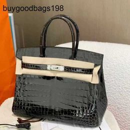 Designer Bag Womens Handbags Handmade 10a Fully Customized Imported American Square Crocodile Skin Platinum 25 Handbag 30 Hand Sewn with