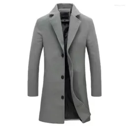 Men's Trench Coats 2024 Casual Fashion Versatile Woollen Coat Korean Slim Fit Mid Length Windbreaker