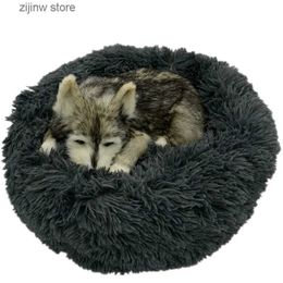 kennels pens Soft Dog Bed Round Washable Plush Cat Bed House For Dogs Bed Pet Dog Mat Sleeping Dropshipping Centre 2022 Best Selling Products Y240322