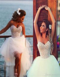 Saidmhamad Strapless Petal Bling Bling Beading Bodice High Low Bridal Gowns Beach Wedding Dresses Sexy vestidos longos 2020 New 127940486