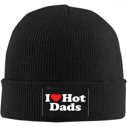 Berets Funny I Love Dads Heart Gifts Black Beanie Hat For Men Women Warm Hats Knit Stocking Skull Cap