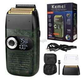 Electric Shavers Kemei 2-in-1 rechargeable electric shaver LCD display portable cordless mens reciprocating shaver beard trimmer 240322