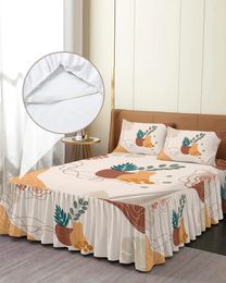 Bed Skirt Retro Mediaeval Abstract Art Elastic Fitted Bedspread With Pillowcases Mattress Cover Bedding Set Sheet