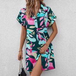 Women's T-Shirt Elegant Womens Sexy Shirt Mini Holiday Dress 2024 Summer Leisure Colourful Printed Cardigan Sweater Short sleeved Long sleeved Ski Shirt Y2K 240323