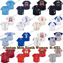 Custom S-6XL Vintage Baseball Jersey 24 Deion Sanders 1992 13 Ronald Acuna Jr. 27 Fred Mcgriff 2 Brett Butler 19 Denis Menke 43 Mark Wohlers 25 Andruw Jones Glavine