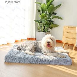 kennels pens Dog Bed Fluffy Pet Bed Long Plush Cat Dog Mats With Removable Cover Pet Mattress Cushion Sleeping Mat For Small Large Dogs Y240322