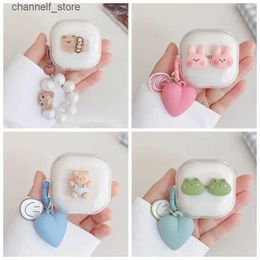 Earphone Accessories For Samsung Galaxy buds2 2Pro / buds FE / buds live Case Cute bear Cover silicone Transparent Earphone Cover with Keychain coverY240322