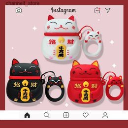 Earphone Accessories Lucky Cat Case for Airpods Pro 1 2 3 Silicone Earphone Protective Case Cover for Airpods Headphone Case Earbuds Pro 1 2Y240322