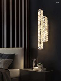 Wall Lamp Golden Luxury Round Ring High Clear Crystal Chandelier El Corridor Bedside Villa Starry Lighting