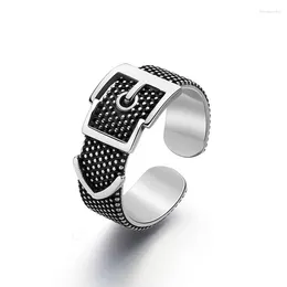 Wedding Rings Korean Vintage Belt Ring INS Style Design Silver Color Opening Adjustable Finger Accessories