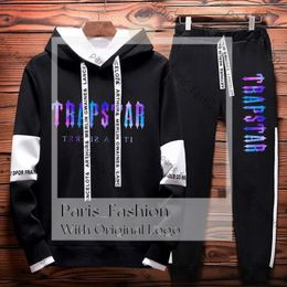 Mens Trapstar Tracksuit Mens Luxury Patchwork Sweatshirt Sets Trapstar Print Joggers Pullover Hoodies and Pants Brand Man Tops Trouser Casual Streetwear 895