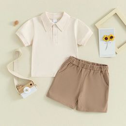 Clothing Sets Baby Boy Clothes Set Short Sleeve Lapel Button T-Shirt Elastic Waist Pocket Shorts 2Pcs Summer Outfits