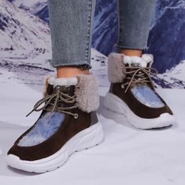 Casual Shoes Womens Boots Winter Warm Snekers Thick Plush Snow Lace Up Outdoor Ankle Comfort Cotton Female Botas Tenis 2024