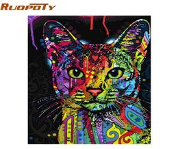 RUOPOTY Colorful Cat DIY Painting By Numbers Abstract Modern Wall Art Picture Kits Coloring Painting By Numbers For Home Decor3355819