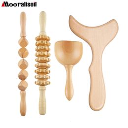 Wooden Massager Maderoterapia Kit Wood Therapy Scraping Massage Roller For Lymphatic Drainage Muscle Release Anti-Cellulite 240312