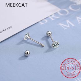 Stud Earrings 044 ct D Colour 925 Sterling Silver White Gold Plated Ear Studs for Women Men Screw Back 240228