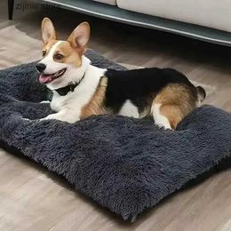 kennels pens Large Dog Bed Washable Plush Pet Bed Anti Anxiety Warm Dog Cushion Sleeping Mat Comfoetable Pet Mats for Small Medium Large Dogs Y240321