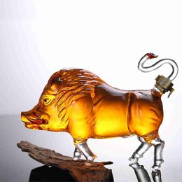 Bar Tools Boar Shaped Wine Decanter Liquor Bottle Transparent for Liquor Bourbon Alcohol Brandy Vodka 240322