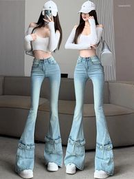 Women's Jeans Aesthetic Skinny Flare Women Vintage Slim Fit High Waist Denim Pants Woman Y2K Streetwear Wide Leg Trousers