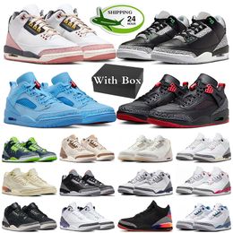 With Box jumpman 3 3s basketball shoes Bred Rio Palomino Ivory White Cement Reimagined Hugo Wizards Vintage Floral mens trainers women sneakers sports