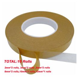 Stamping 10 Rolls 50M/Roll Double Side Tape PET Acrylic Adhesive Traceless Clear Strong Transparent for Gift Packing Paper Craft School