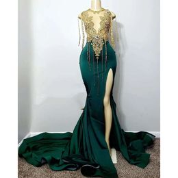 Ebi Hunter Aso Arabic Green Prom Dress Mermaid Lace Beaded Evening Formal Party Second Reception Birthday Engagement Gowns Dresses Robe De Soiree ZJ es