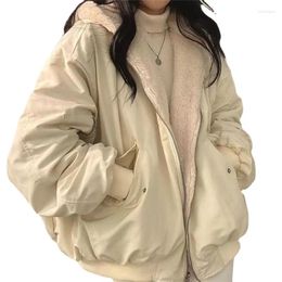 Women's Trench Coats A Winter Down Cotton Women Zipper Loose Padded Korean Style Coat Female Solid Hooded Thicken Warm Puffer Parkas Jackets