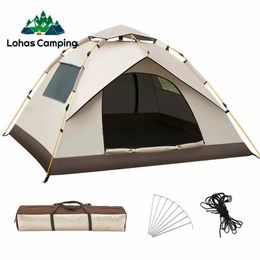 Tents and Shelters Lohascamping Automatic Camping Tent Anti-UV family Tent Silver Coating Outdoor Pop Up Rainproof Tents For Trave 1-2/3-4 Person 240322