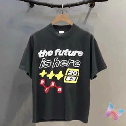 Men's T-Shirts The Future Is Here Foam Print Broken Planet T-shirts Cotton Round Neck Short Sleeve Hiphop Street Men Wmen Cleanfit Tshirts J240322