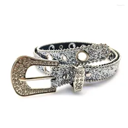 Belts Silver Color Waist Belt Adjustable Rhinestone Buckle For Woman Girls Thin Full Sequins Strap Jeans Dress