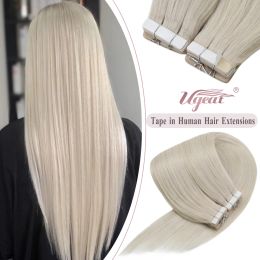 Extensions Ugeat Tape in Hair Extensions Human Hair Real Natural Brazilian Remy Hair Straight Seamless Skin Weft For Women Balayage 20P/40P