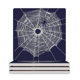 Table Mats Spiderweb Spiders Webs Gift For Women Men - Perfect Scary Cobweb Structure & Shirts Design Ceramic Coasters (Square)