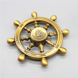 Cool Vintage Steering wheel Pirate Ship Rudder Finger Spinner Fidget Spinner and Fidget Toy Adult Toys Metal Aluminium 240312